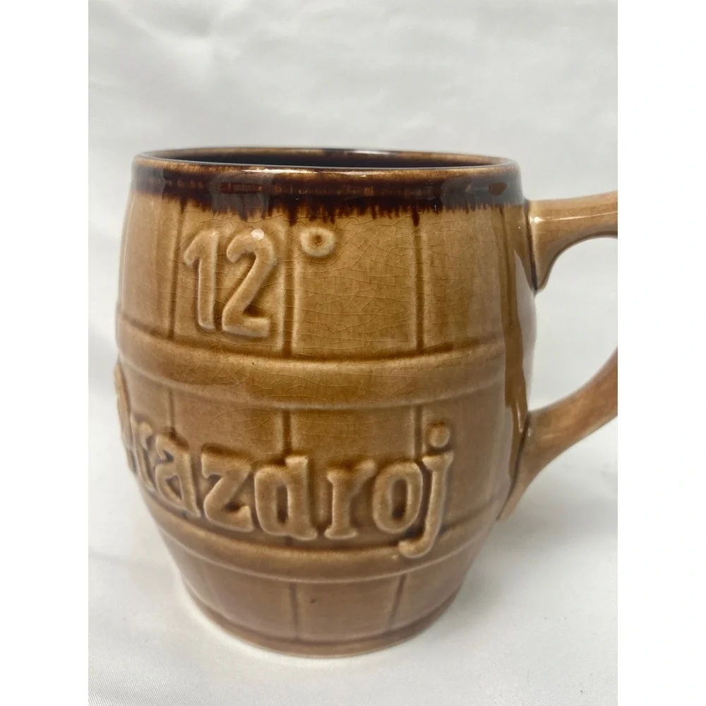 Vintage Prazdroj 12° Pilsner Urquell Ceramic Beer Mug Barrel Stein Czech 4.5